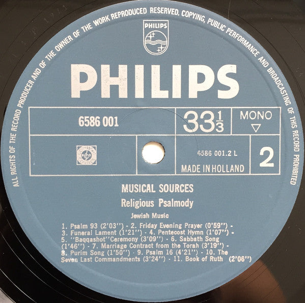 Various : Jewish Music (LP, Mono, Eng)