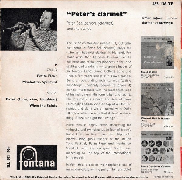 Peter Schilperoort And His Combo : Peter's Clarinet (7", EP)