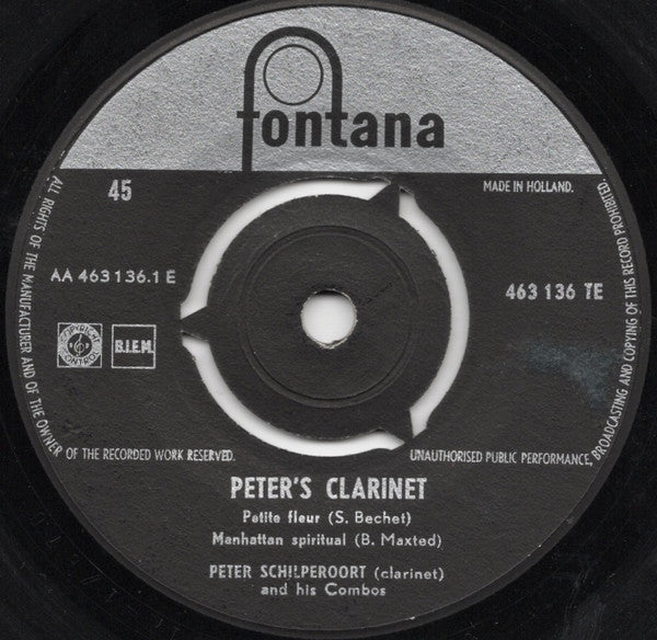 Peter Schilperoort And His Combo : Peter's Clarinet (7", EP)