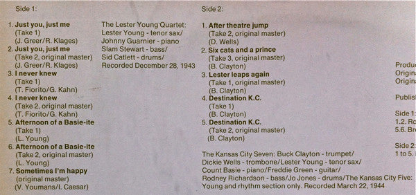 Lester Young : "Pres" At His Very Best (LP, Comp, Mono, RE)