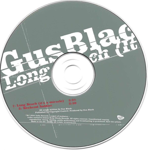 Gus Black : Long Beach (It's A Miracle) (CD, Single)