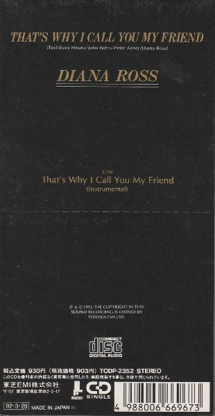 Diana Ross : That's Why I Call You My Friend (CD, Mini, Single)