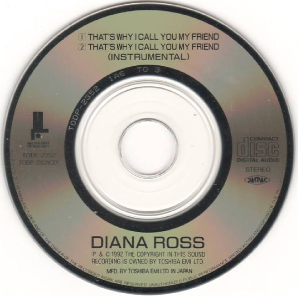 Diana Ross : That's Why I Call You My Friend (CD, Mini, Single)