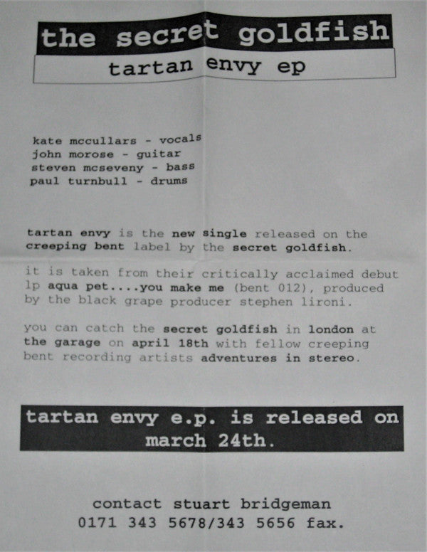 The Secret Goldfish : Tartan Envy EP (7", EP, Single)