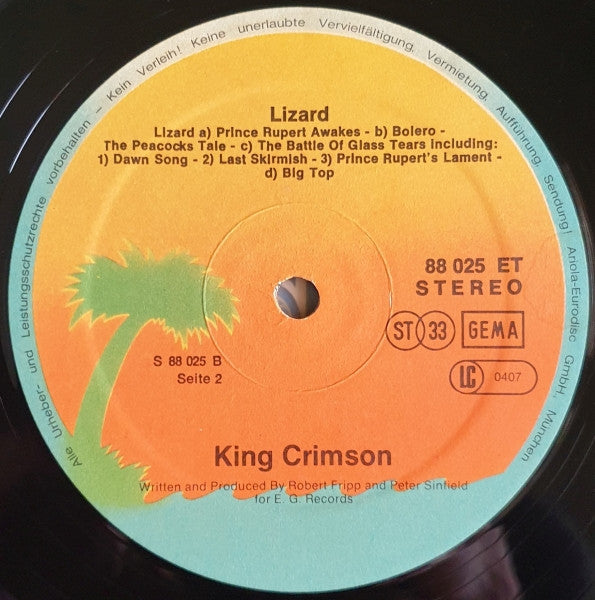 King Crimson : Lizard (LP, Album, RE, Gat)