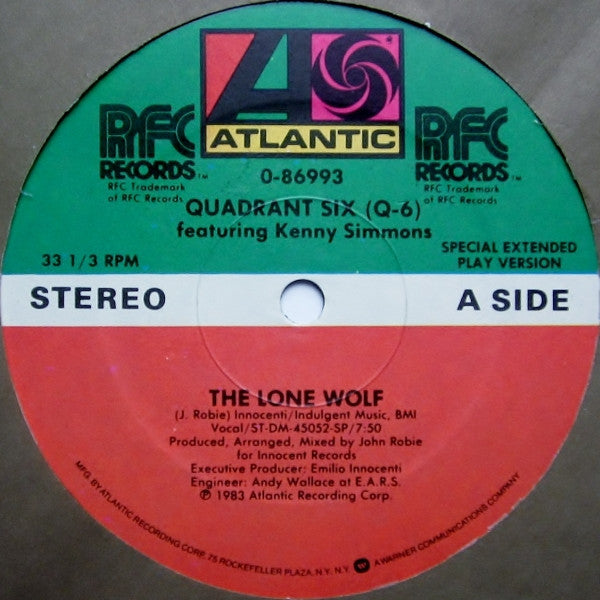 Quadrant Six featuring Kenny Simmons : The Lone Wolf (12")