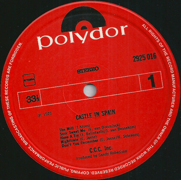 C.C.C. Inc. : Castle In Spain (LP, Album)