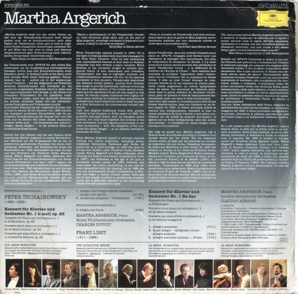 Pyotr Ilyich Tchaikovsky • Franz Liszt - Martha Argerich, Charles Dutoit, Claudio Abbado : Klavierkonzert • Piano Concerto No.1 (LP, Comp, RE)