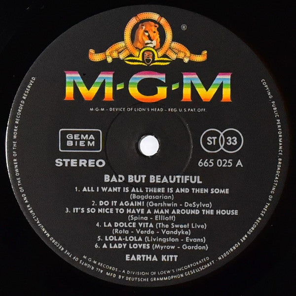 Eartha Kitt : Bad But Beautiful (LP, Album)