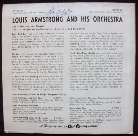 Louis Armstrong And His Orchestra : Louis Armstrong And His Orchestra (7", EP)