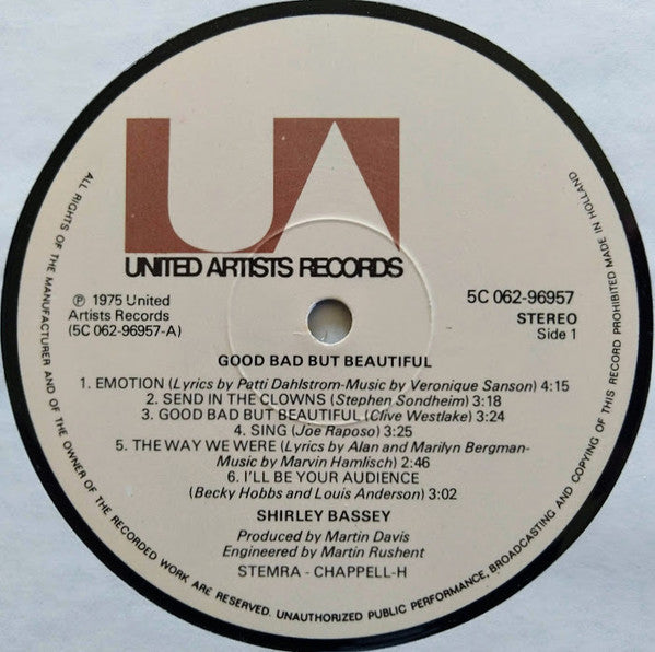 Shirley Bassey : Good, Bad But Beautiful (LP, Album)