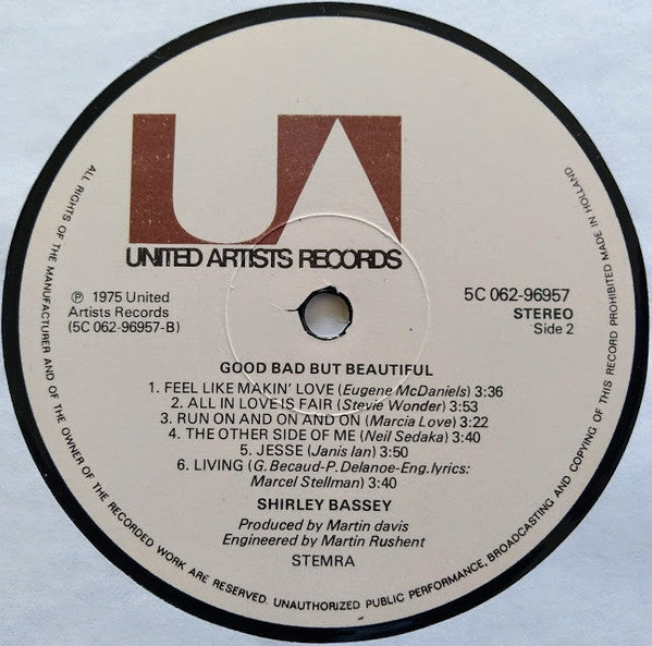 Shirley Bassey : Good, Bad But Beautiful (LP, Album)