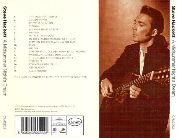 Steve Hackett With Royal Philharmonic Orchestra : A Midsummer Night's Dream (CD, Album, Enh)