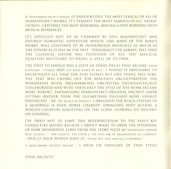 Steve Hackett With Royal Philharmonic Orchestra : A Midsummer Night's Dream (CD, Album, Enh)