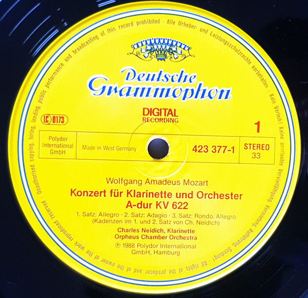Wolfgang Amadeus Mozart, Orpheus Chamber Orchestra, David Jolley, Charles Neidich : Clarinet Concerto - Horns Concertos Nos. 1 & 4 (LP)