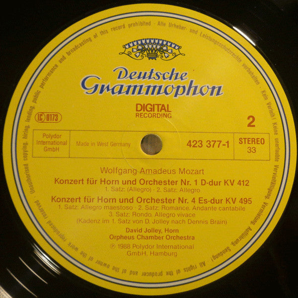 Wolfgang Amadeus Mozart, Orpheus Chamber Orchestra, David Jolley, Charles Neidich : Clarinet Concerto - Horns Concertos Nos. 1 & 4 (LP)