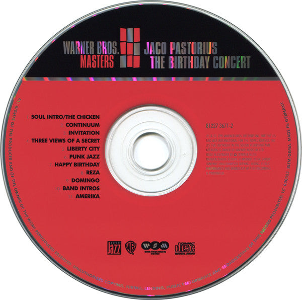 Jaco Pastorius : The Birthday Concert (CD, Album, RE, RM, Dig)