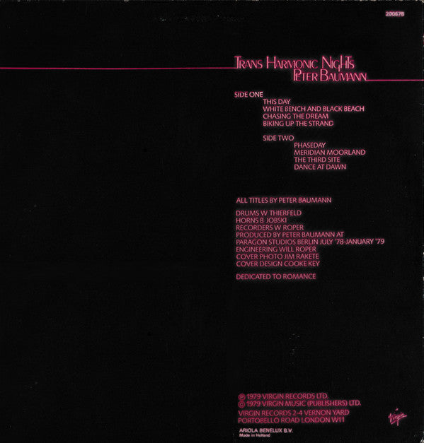 Peter Baumann : Trans Harmonic Nights (LP, Album)