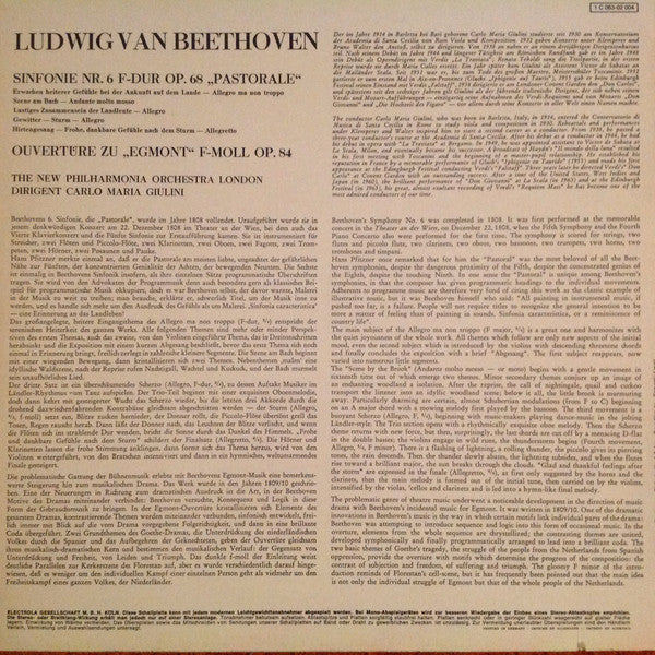 Ludwig van Beethoven - New Philharmonia Orchestra, Carlo Maria Giulini : Sinfonie Nr. 6 F-dur Op. 68 "Pastorale", Egmont-Ouvertüre Op. 84 (LP, Album)