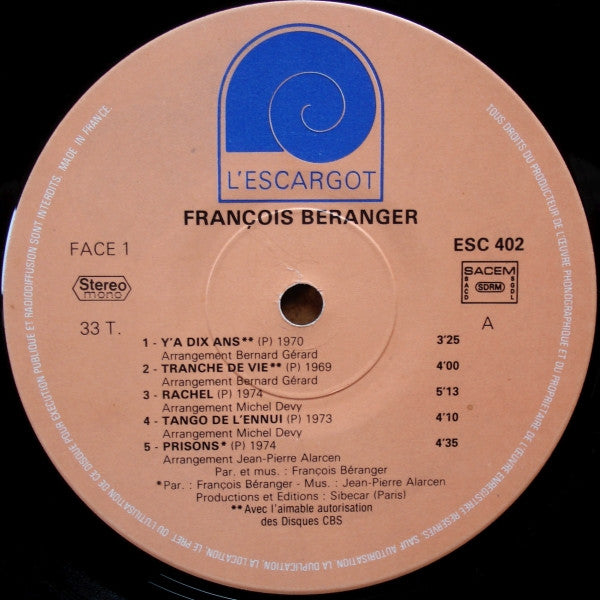 François Béranger : François Béranger (LP, Comp)