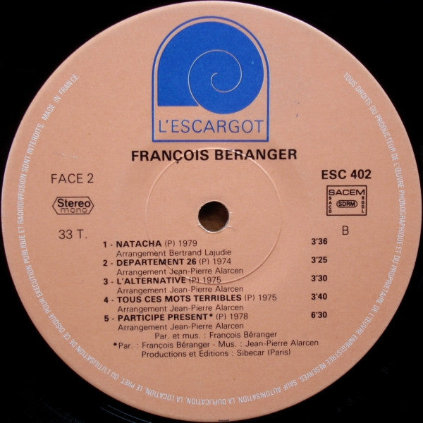 François Béranger : François Béranger (LP, Comp)