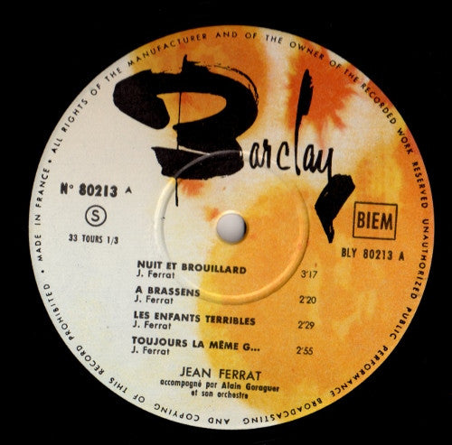 Jean Ferrat : Nuit Et Brouillard (10", Album)