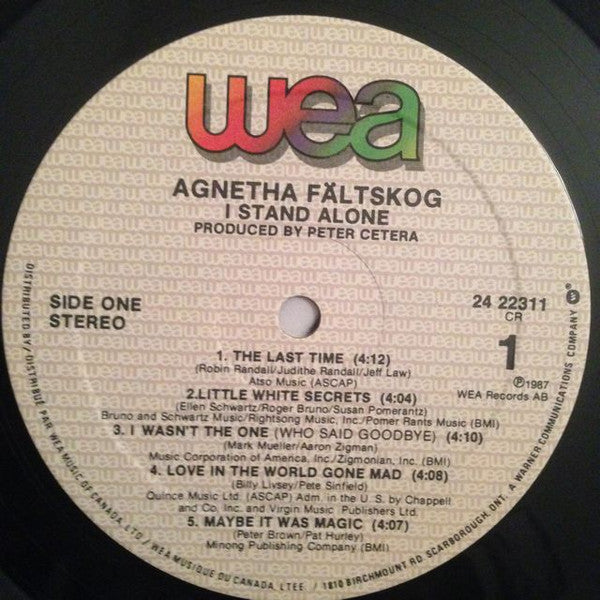 Agnetha Fältskog : I Stand Alone (LP, Album)