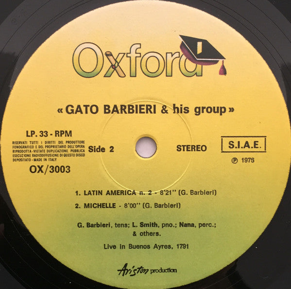 Gato Barbieri & His Group : Live In Buenos Ayres, 1971 (LP, Album)