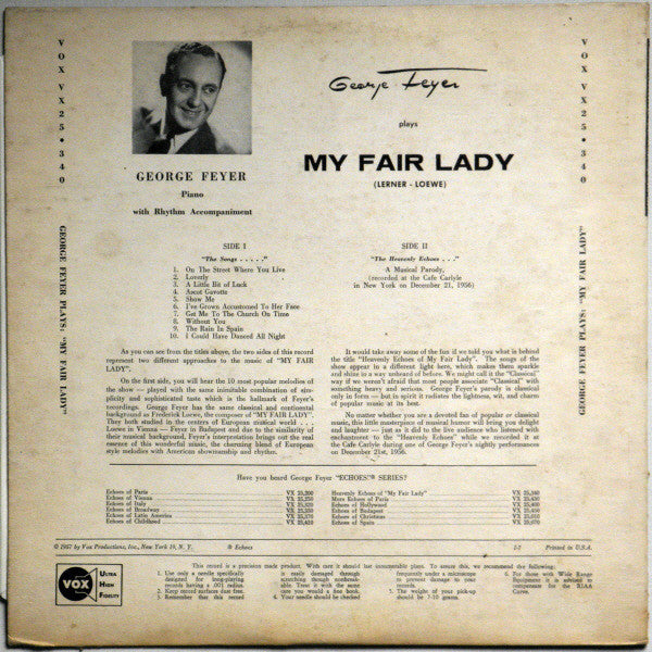 George Feyer : Heavenly Echoes Of My Fair Lady (LP, Album, Mono)