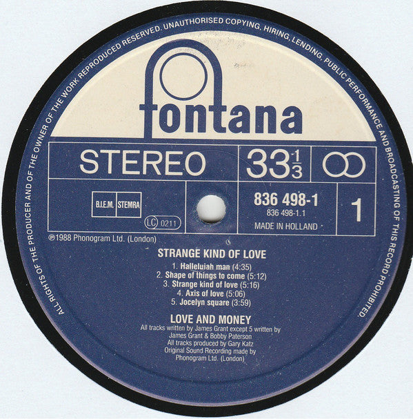 Love And Money : Strange Kind Of Love (LP, Album)