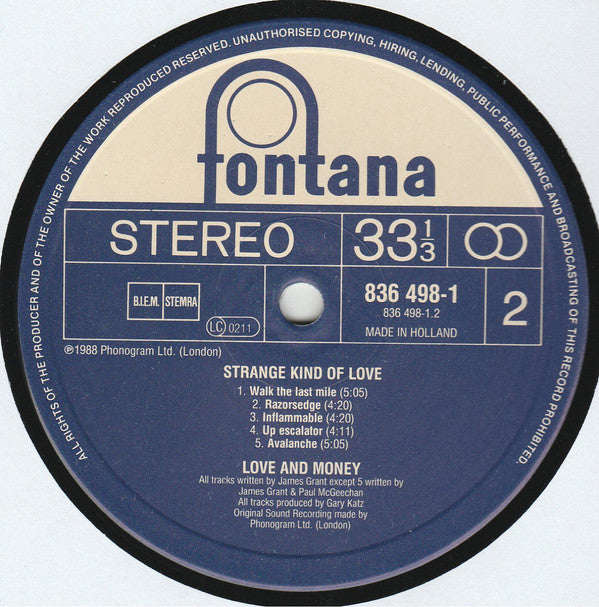 Love And Money : Strange Kind Of Love (LP, Album)
