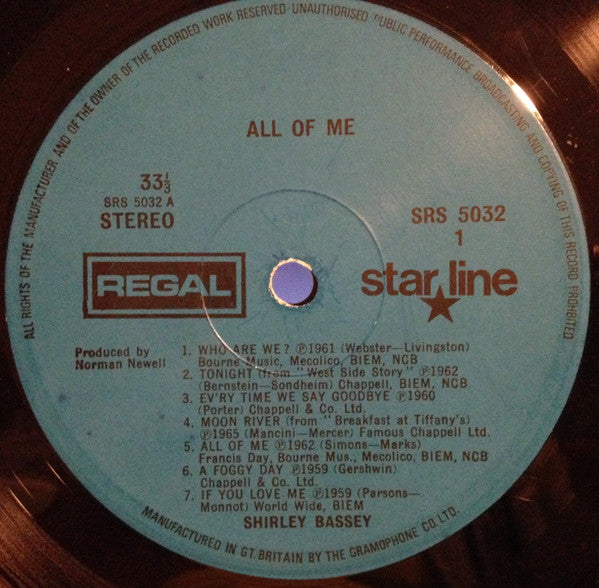 Shirley Bassey : All Of Me (LP, Comp, 14 )
