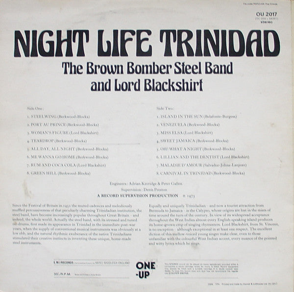 The Brown Bomber Steel Band And Lord Blackshirt : Night Life Trinidad (LP, Album)
