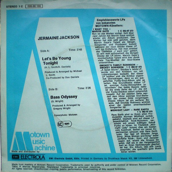 Jermaine Jackson : Let's Be Young Tonight (7", Single)