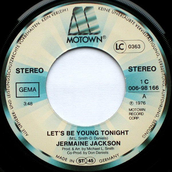 Jermaine Jackson : Let's Be Young Tonight (7", Single)