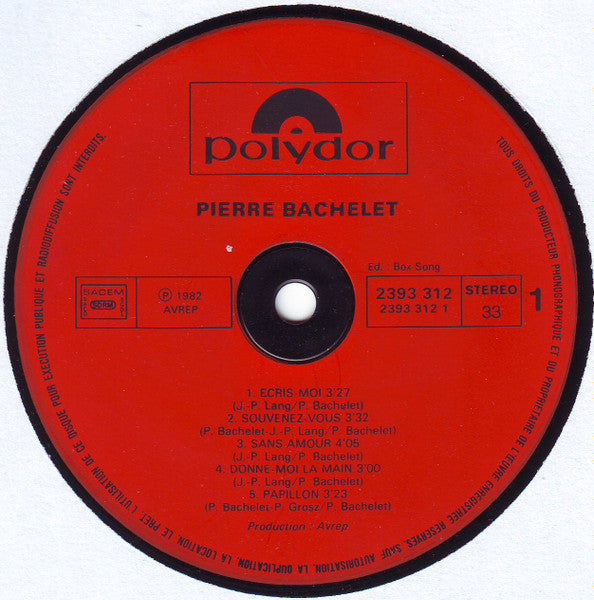 Pierre Bachelet : Pierre Bachelet (LP, Album)