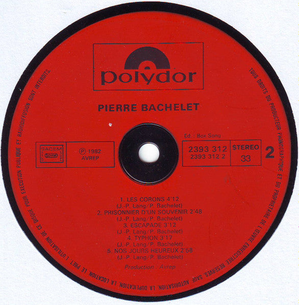 Pierre Bachelet : Pierre Bachelet (LP, Album)