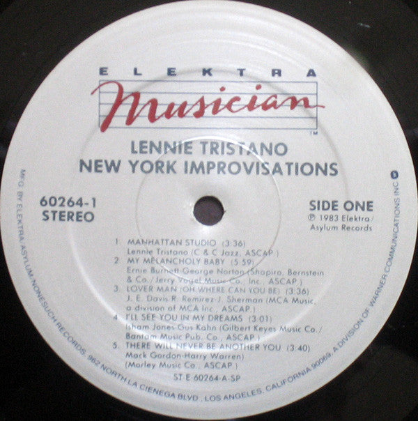 Lennie Tristano : New York Improvisations (LP, Album)