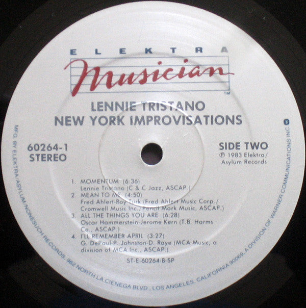 Lennie Tristano : New York Improvisations (LP, Album)