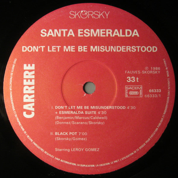 Santa Esmeralda : Don't Let Me Be Misunderstood (LP, Album, RE)