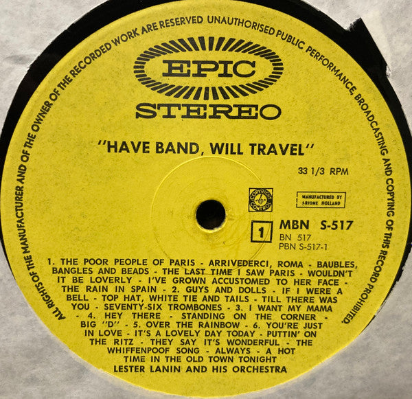 Lester Lanin And His Orchestra : Have Band, Will Travel (LP)