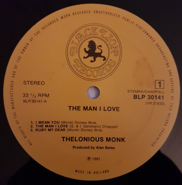 Thelonious Monk : The Man I Love (LP, Album, RE)