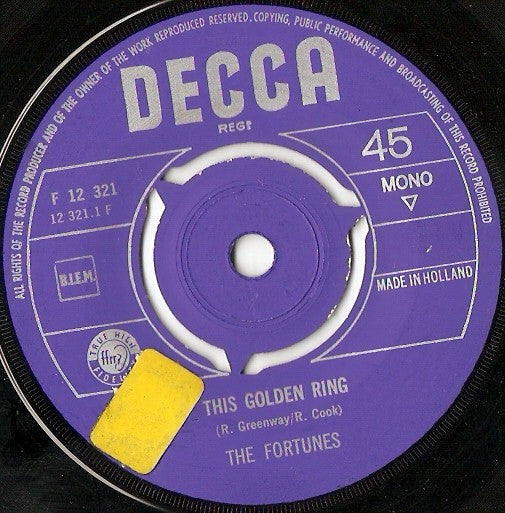 The Fortunes : This Golden Ring / Someone To Care (7", Single, Mono)