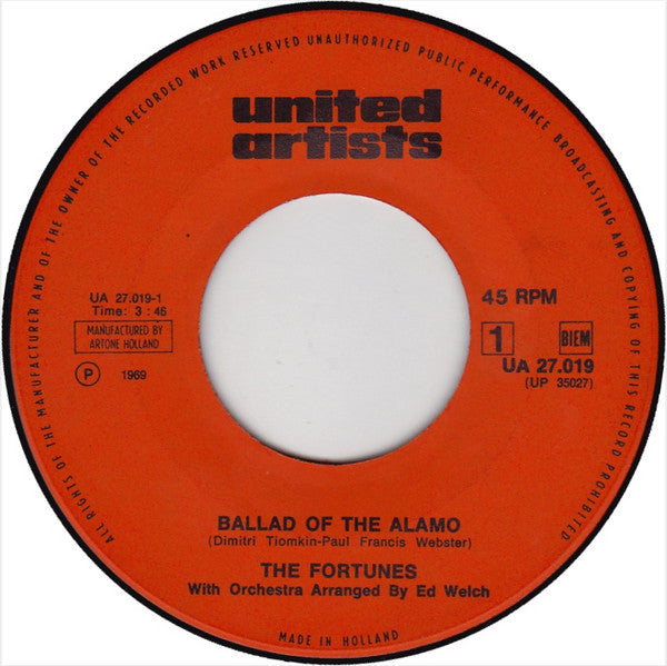 The Fortunes : Ballad Of The Alamo / Save A Little Dream (7", Single)