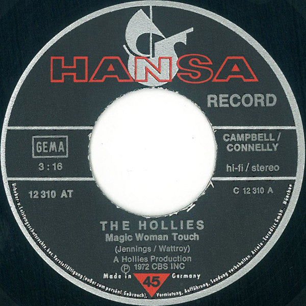 The Hollies : Magic Woman Touch / Indian Girl (7", Single)
