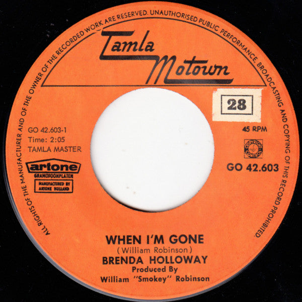 Brenda Holloway : When I'm Gone / Who's Loving You (7", Single)