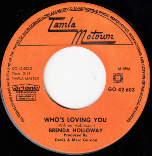 Brenda Holloway : When I'm Gone / Who's Loving You (7", Single)