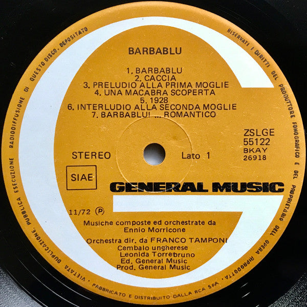 Ennio Morricone : Barbablu' (Colonna Sonora Originale) (LP, Album)