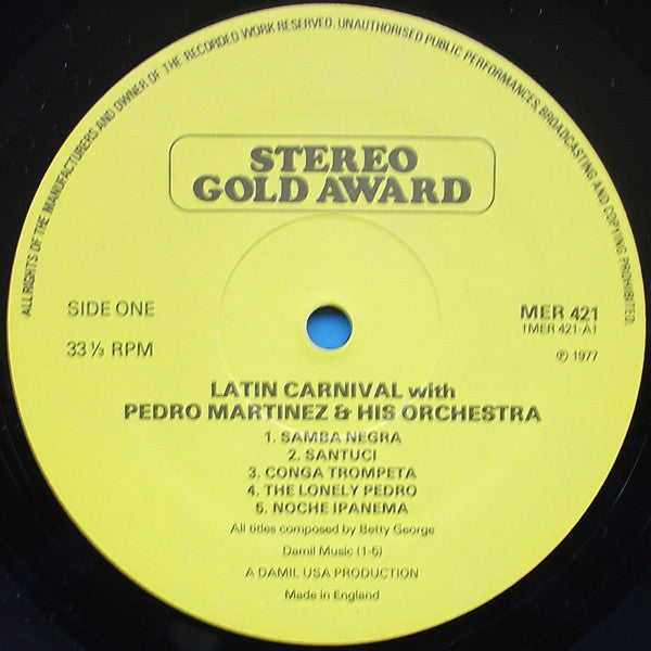 Pedro Martinez And His Orchestra* : Latin Carnival (LP)