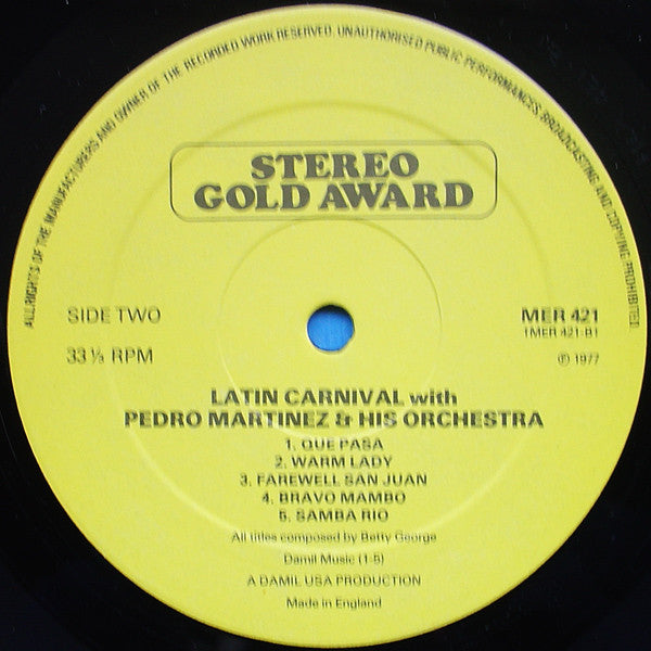 Pedro Martinez And His Orchestra* : Latin Carnival (LP)